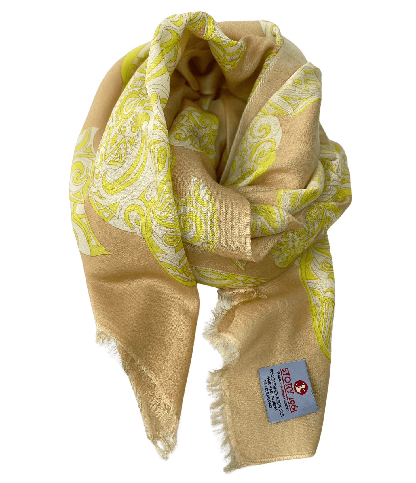 Waterpashmina Scarf Turtle Yellow meets Beige