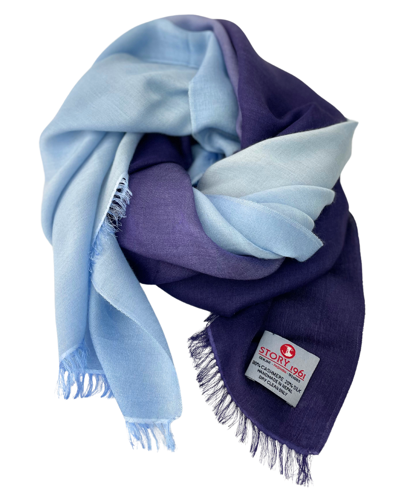 Waterpashmina Scarf Purple Blue meets Baby Blue