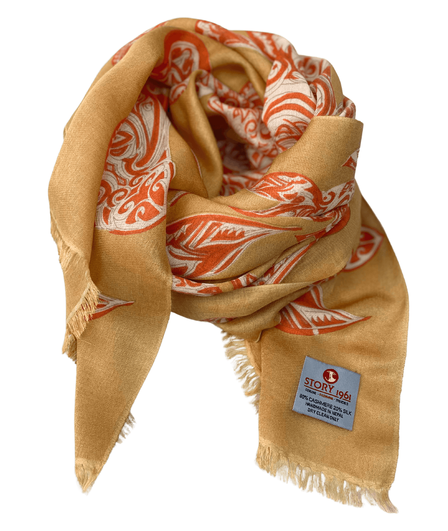 Waterpashmina Scarf Turtle Orange meets Camel