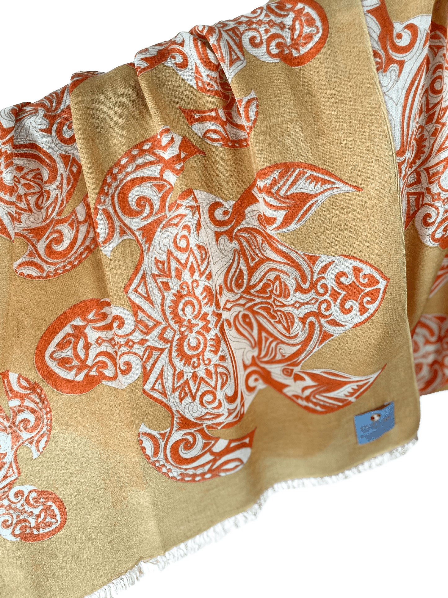 Waterpashmina Scarf Turtle Orange meets Camel My Store