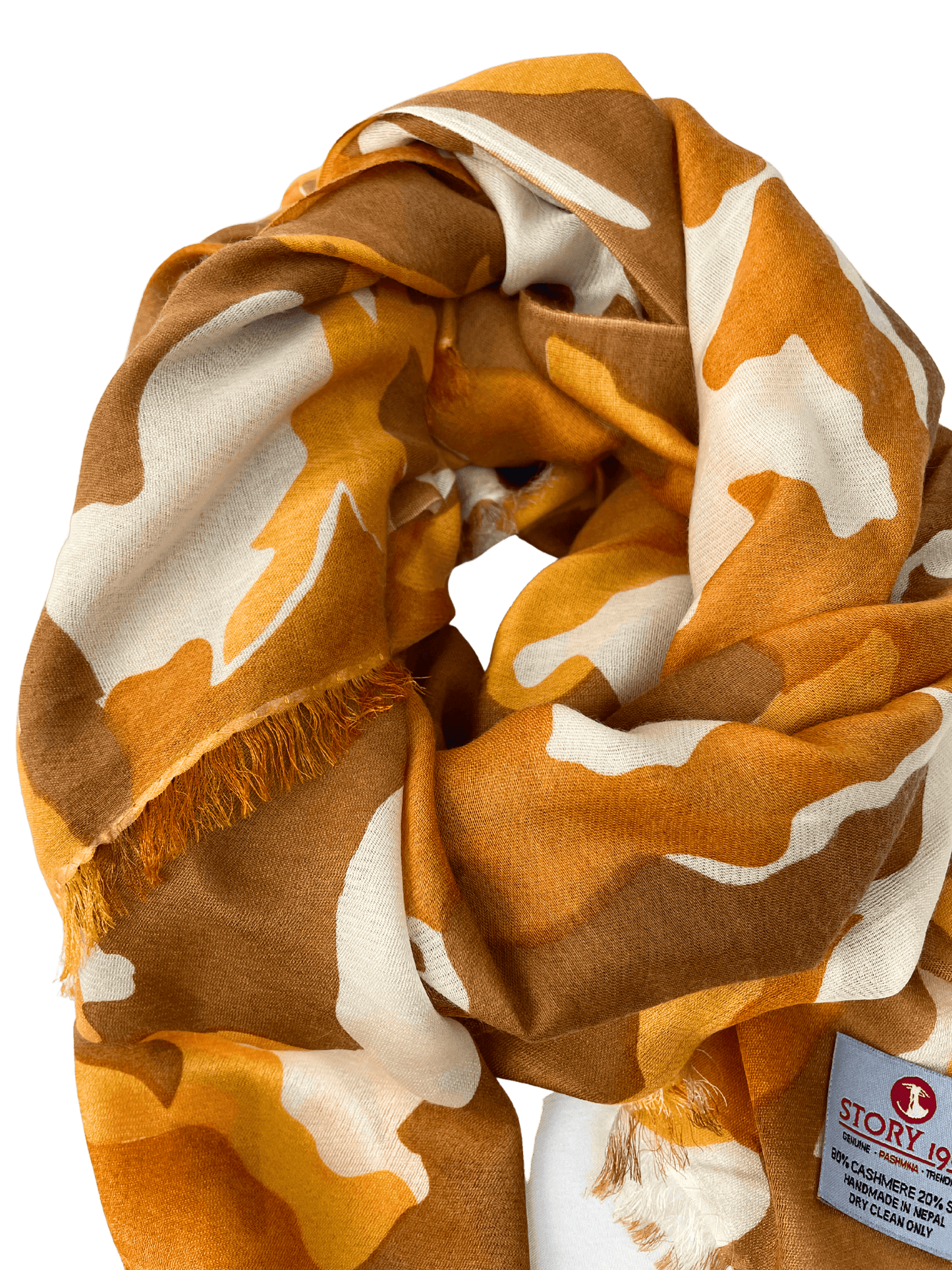 Waterpashmina Scarf Camouflage Orange meets Cream