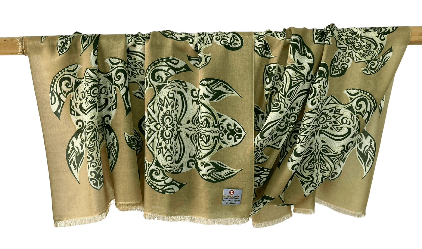 Waterpashmina Scarf Turtle Green meets Kaki