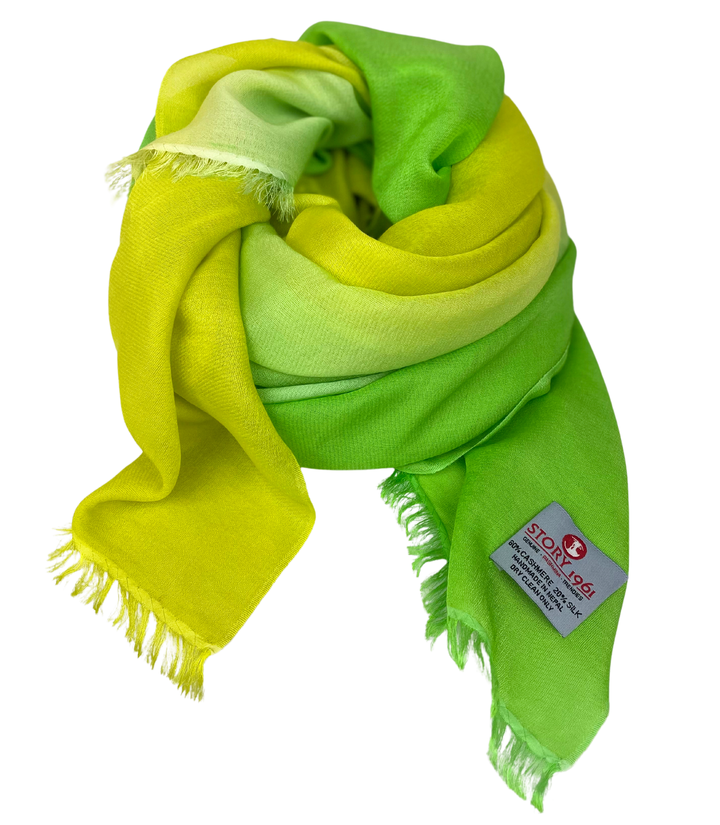 Waterpashmina Scarf Grass Green meets Lemmon