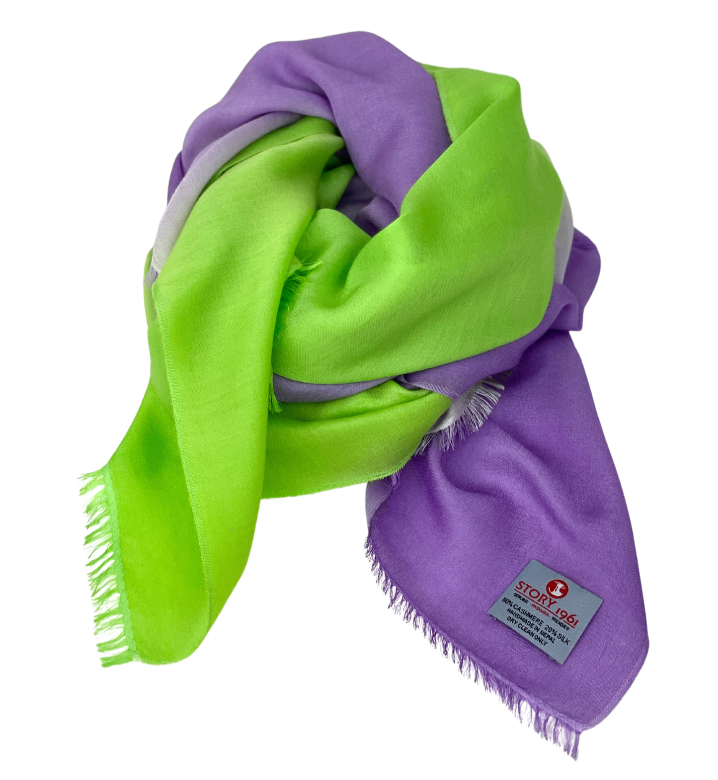 Waterpashmina Scarf Light Purple meets Grass Green