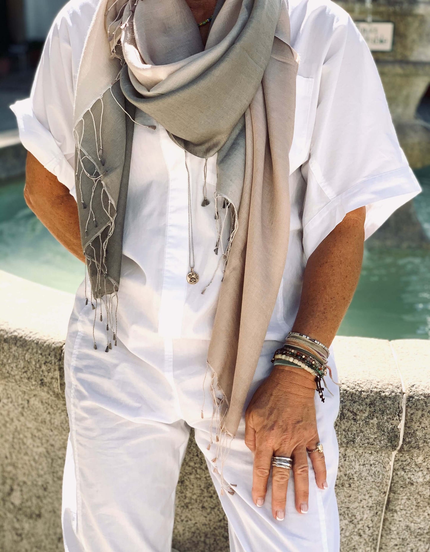 Waterpashmina Scarf Dark Nude meets Nude