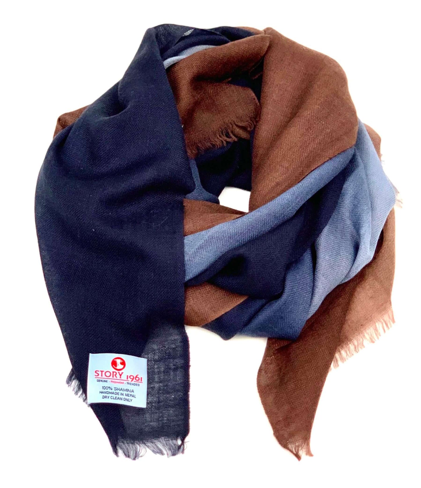 Shamina Scarf Navy Blue meets Choco