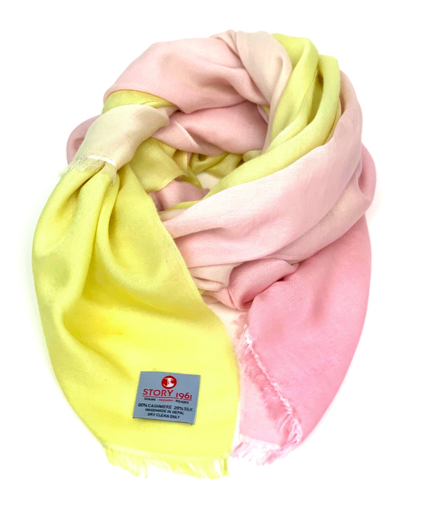 Waterpashmina Scarf Pastel Yellow meets Baby Rose