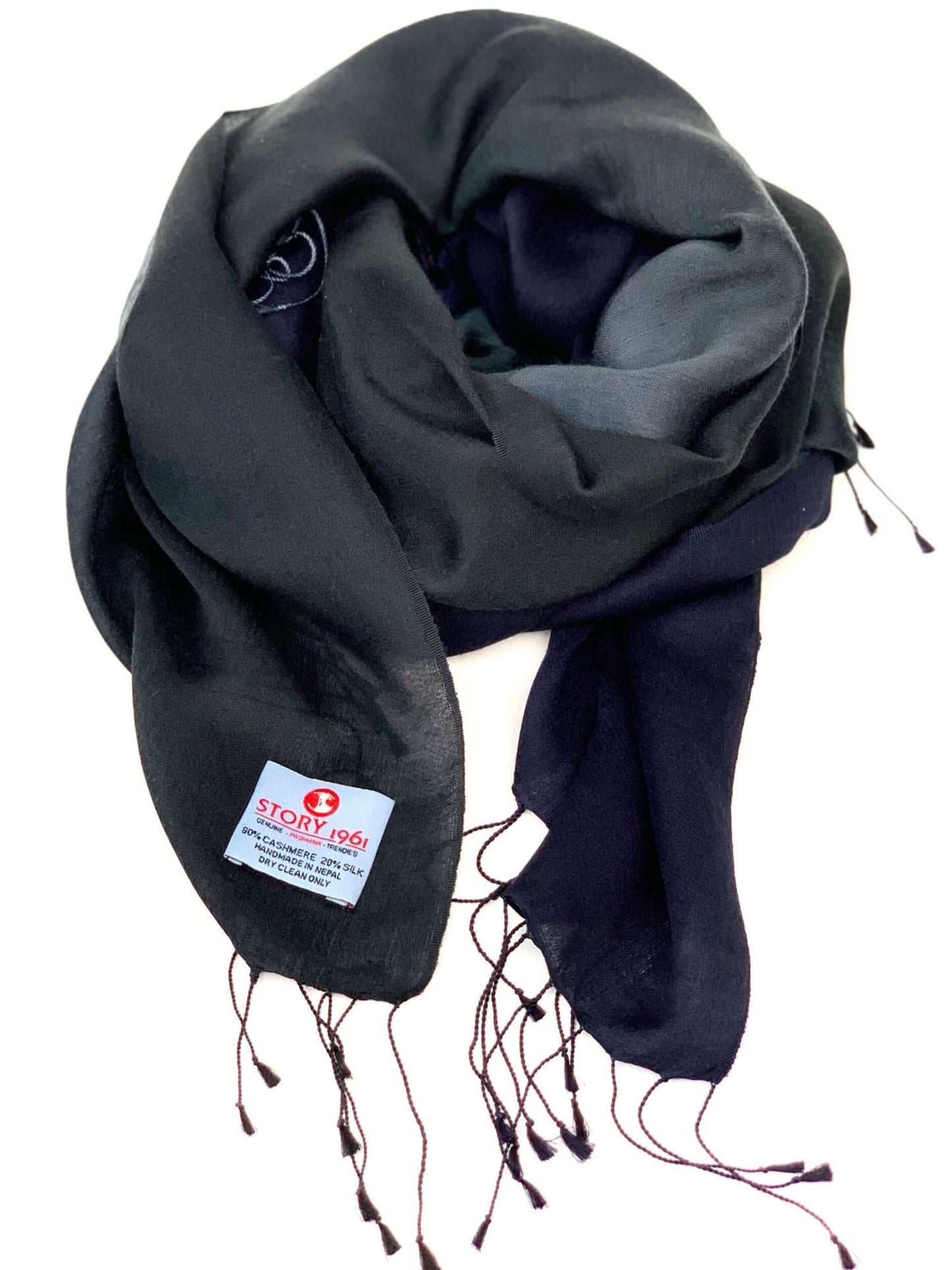 Waterpashmina Scarf Black meets Navy Blue My Store
