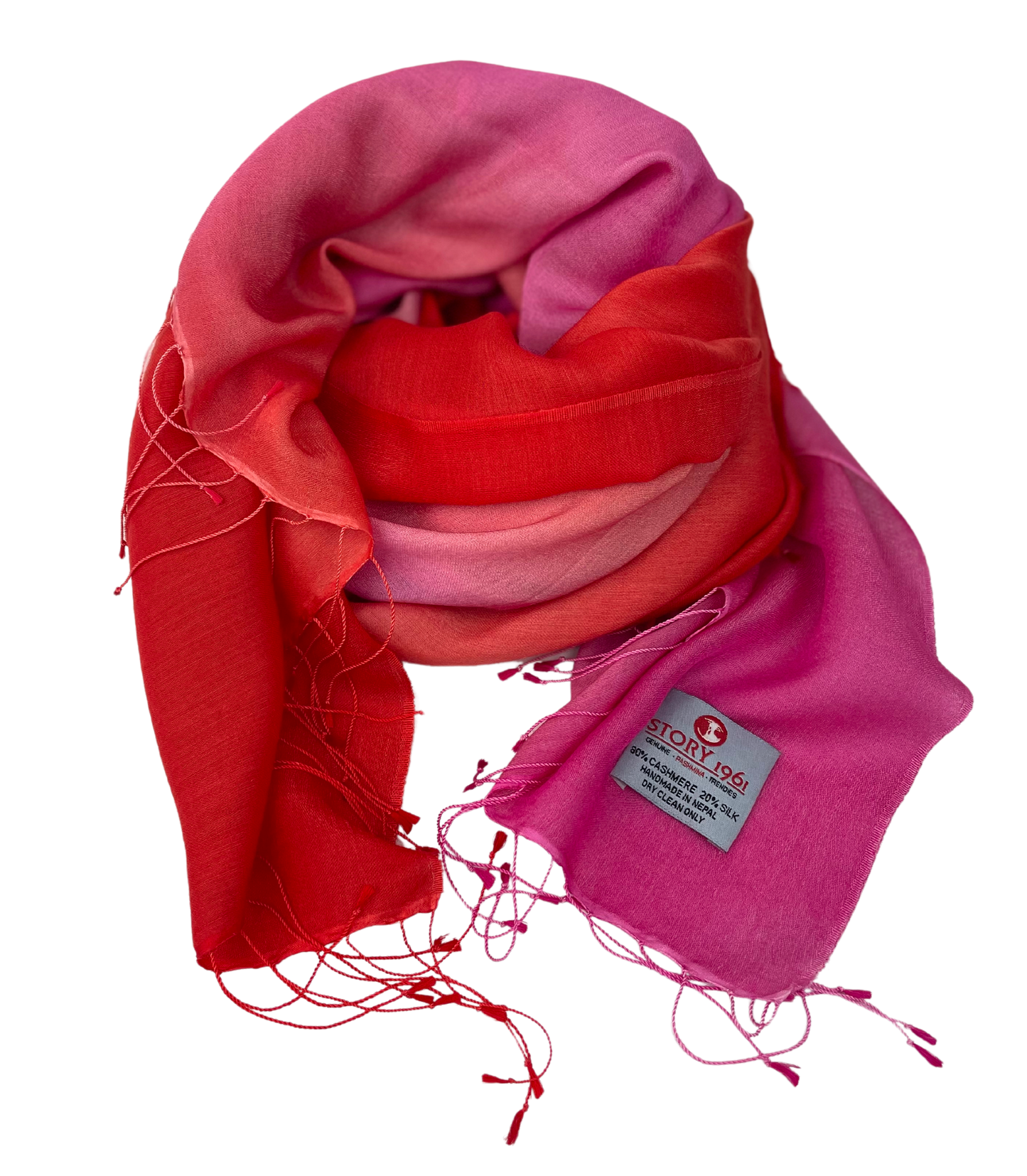 Waterpashmina Scarf Tomato Red meets Fuchsia