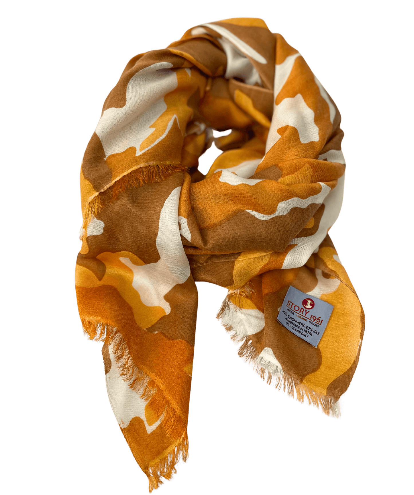Waterpashmina Scarf Camouflage Orange meets Cream