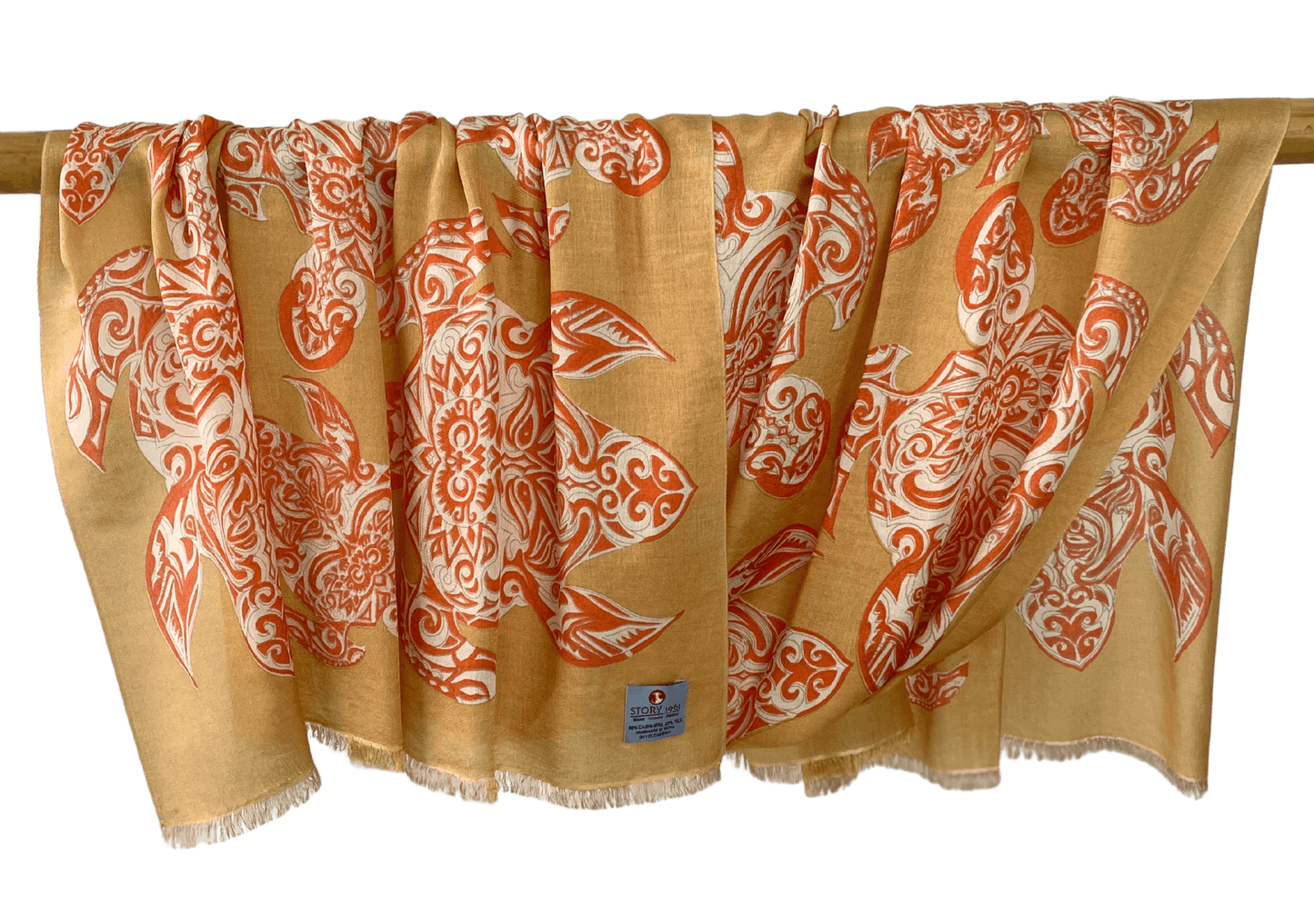 Waterpashmina Scarf Turtle Orange meets Camel