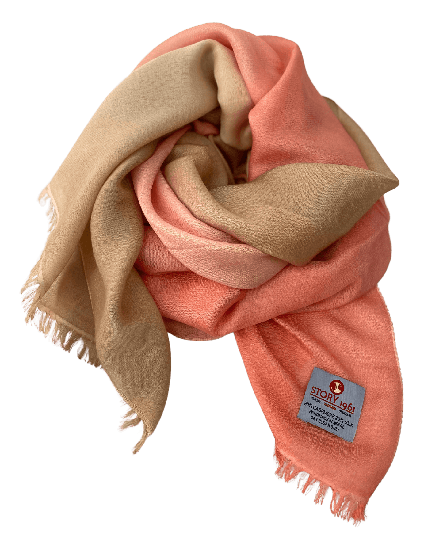 Waterpashmina Scarf Peach meets Camel