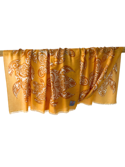 Waterpashmina Scarf Turtle Orange meets Burned Orange