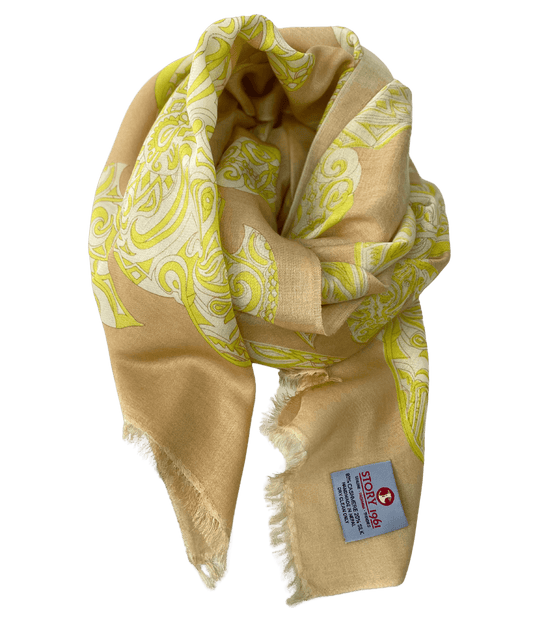 Waterpashmina Scarf Turtle Yellow meets Beige