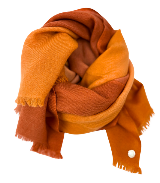 Orange scarf with gradient color on a white background