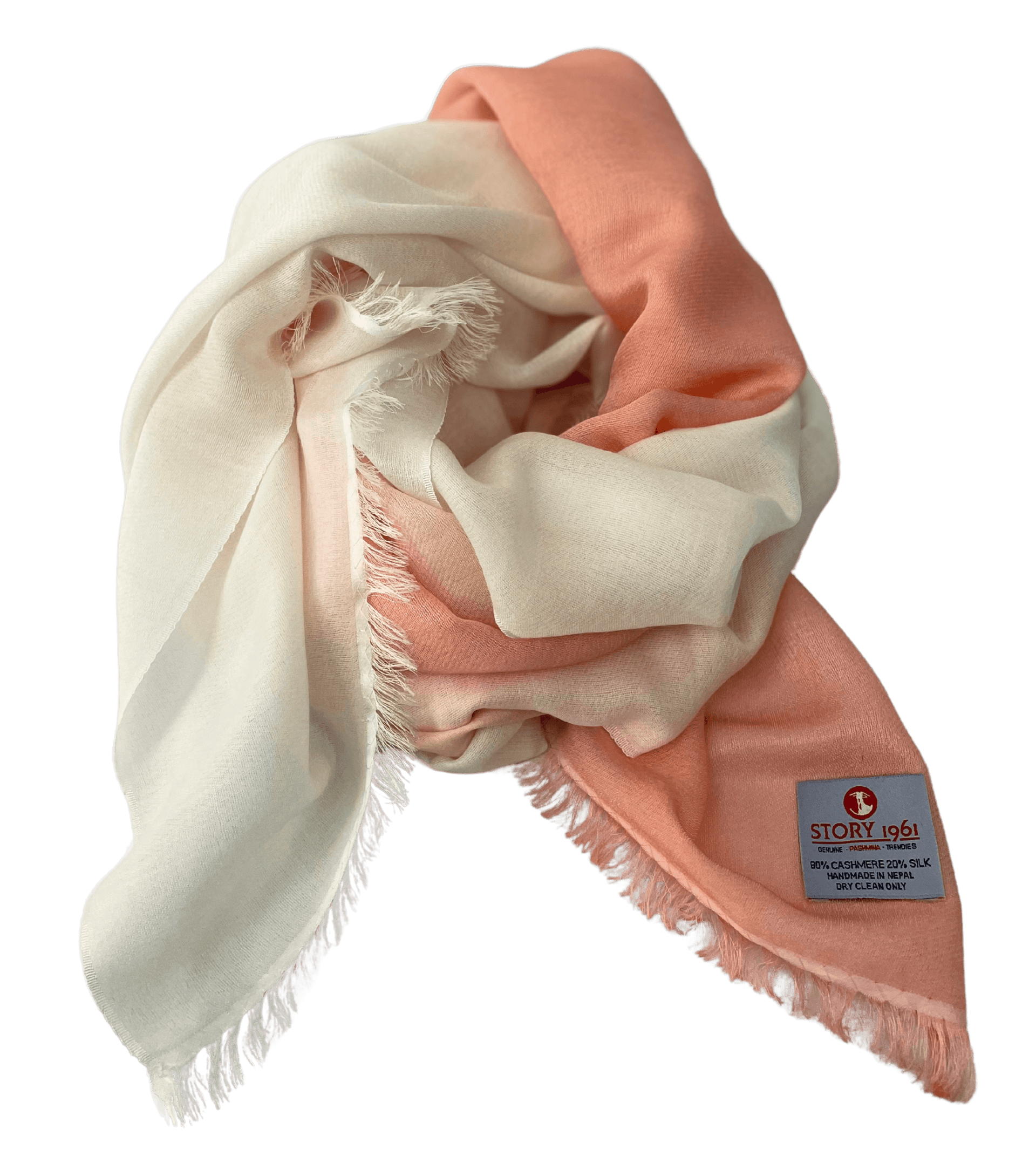 Waterpashmina Scarf Light Peach meets White | Pure Cashmere Story 1961