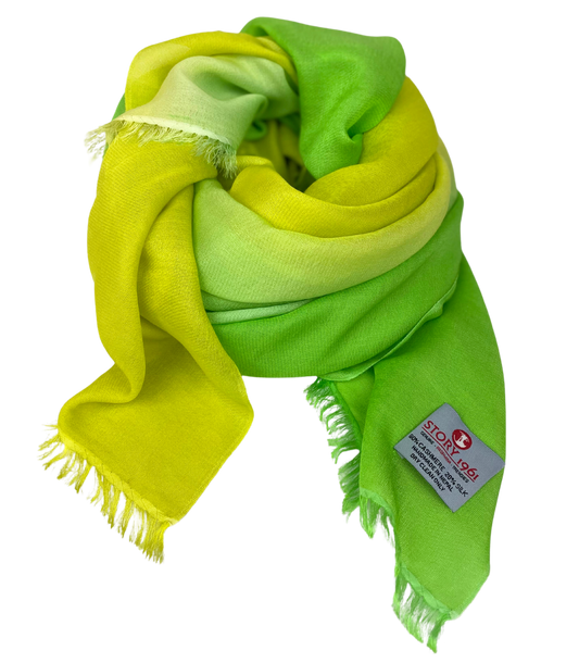 Waterpashmina Scarf Grass Green meets Lemmon