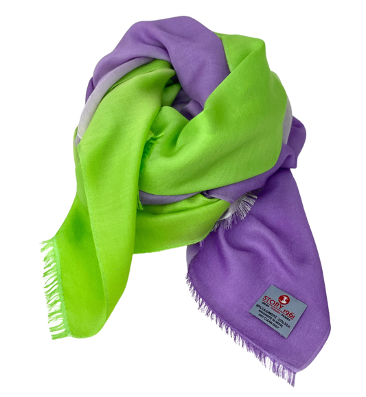 Waterpashmina Scarf Light Purple meets Grass Green