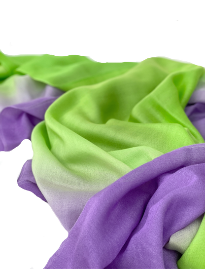 Waterpashmina Scarf Light Purple meets Grass Green
