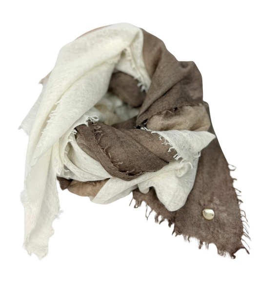 Shamina 100% finest Baby Cashmere Taupe / Camel / White