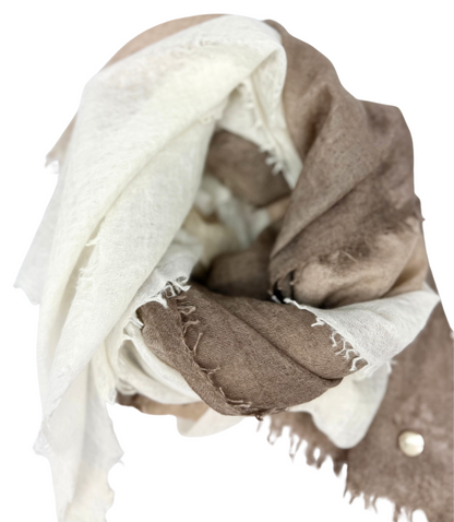 Shamina 100% finest Baby Cashmere Taupe / Camel / White