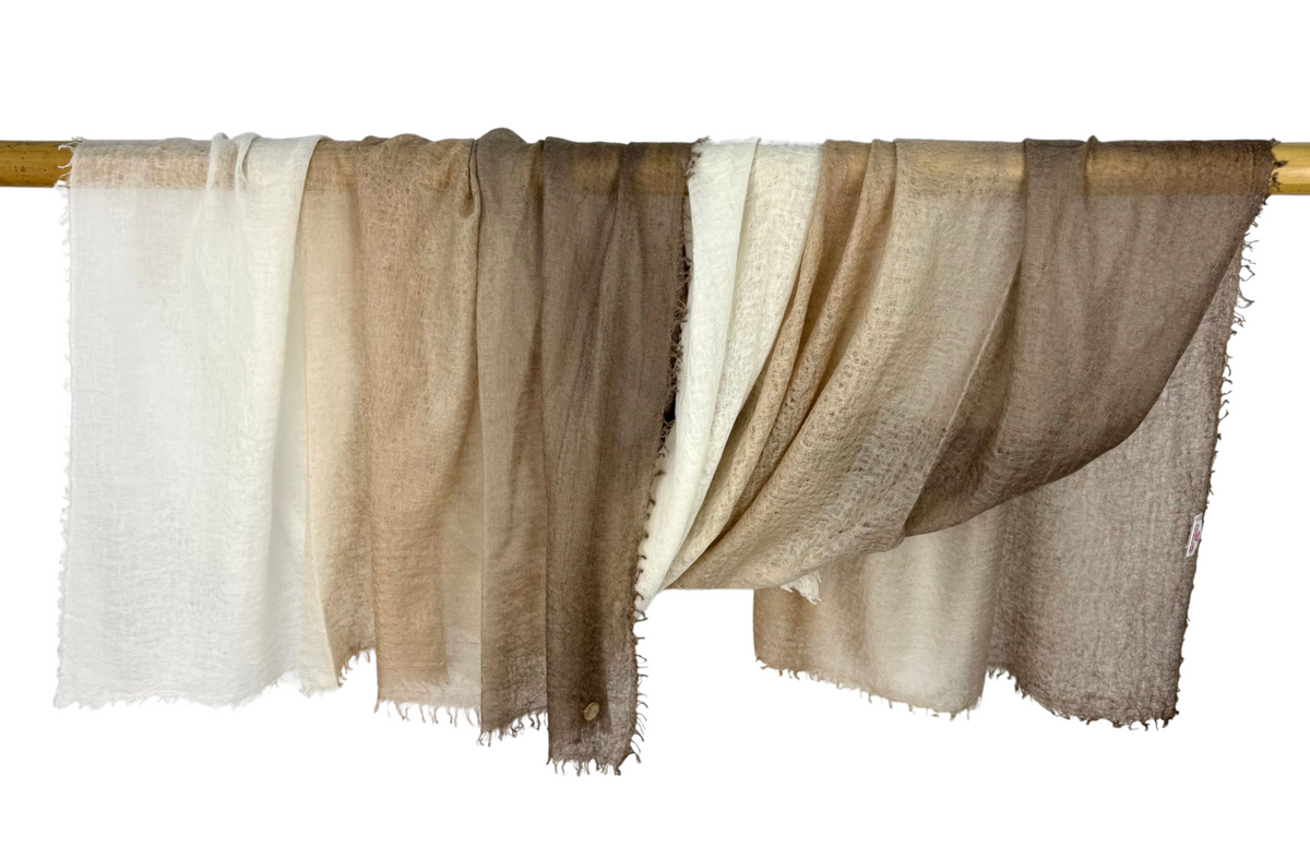 Shamina 100% finest Baby Cashmere Taupe / Camel / White