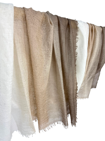 Shamina 100% finest Baby Cashmere Taupe / Camel / White