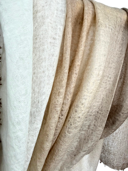 Shamina 100% finest Baby Cashmere Taupe / Camel / White