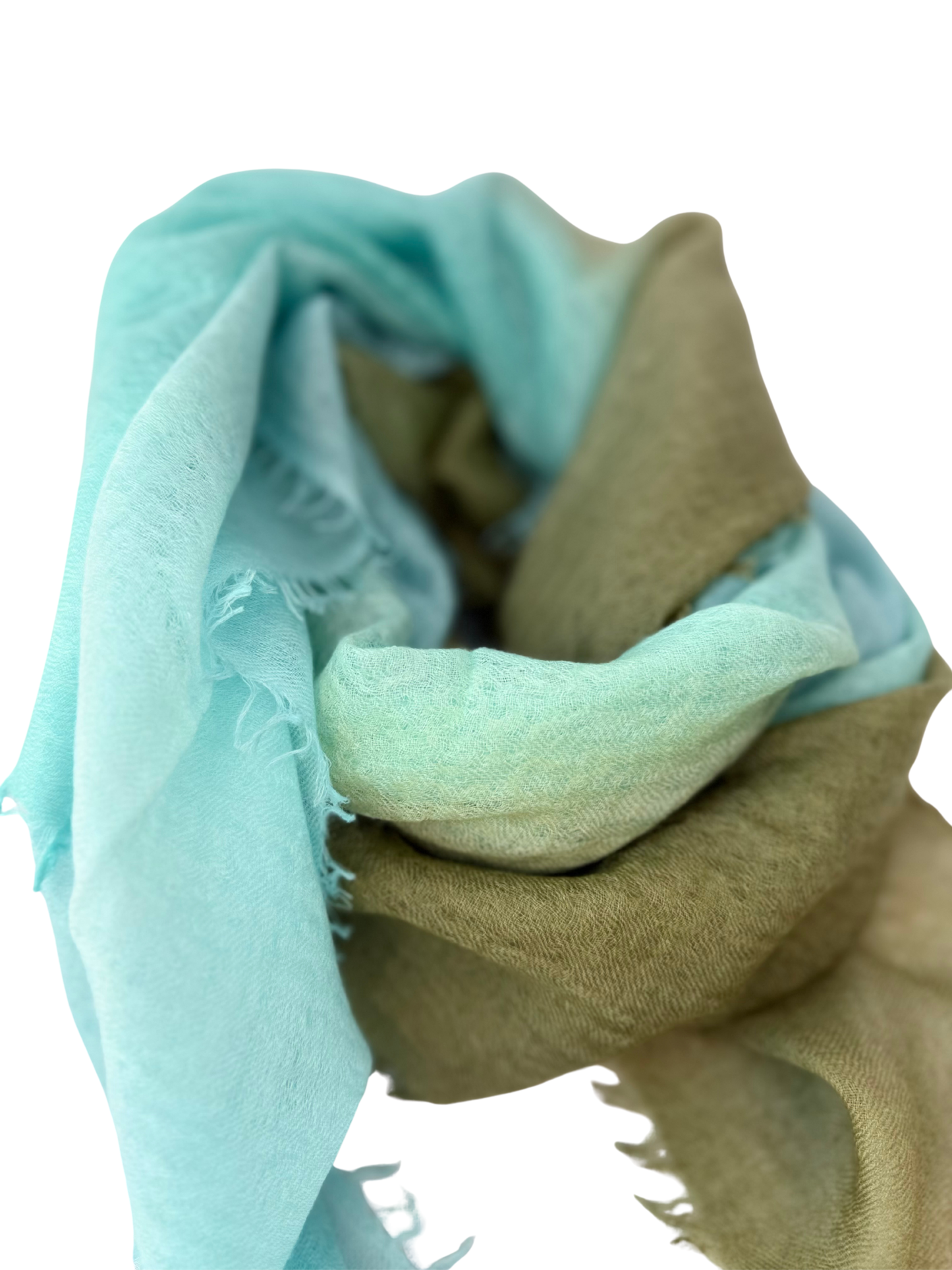 Shamina 100% finest Baby Cashmere Kaki / Aqua / Light Turquoise