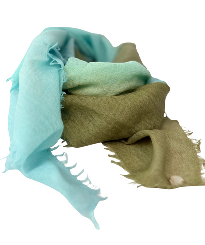 Shamina 100% finest Baby Cashmere Kaki / Aqua / Light Turquoise