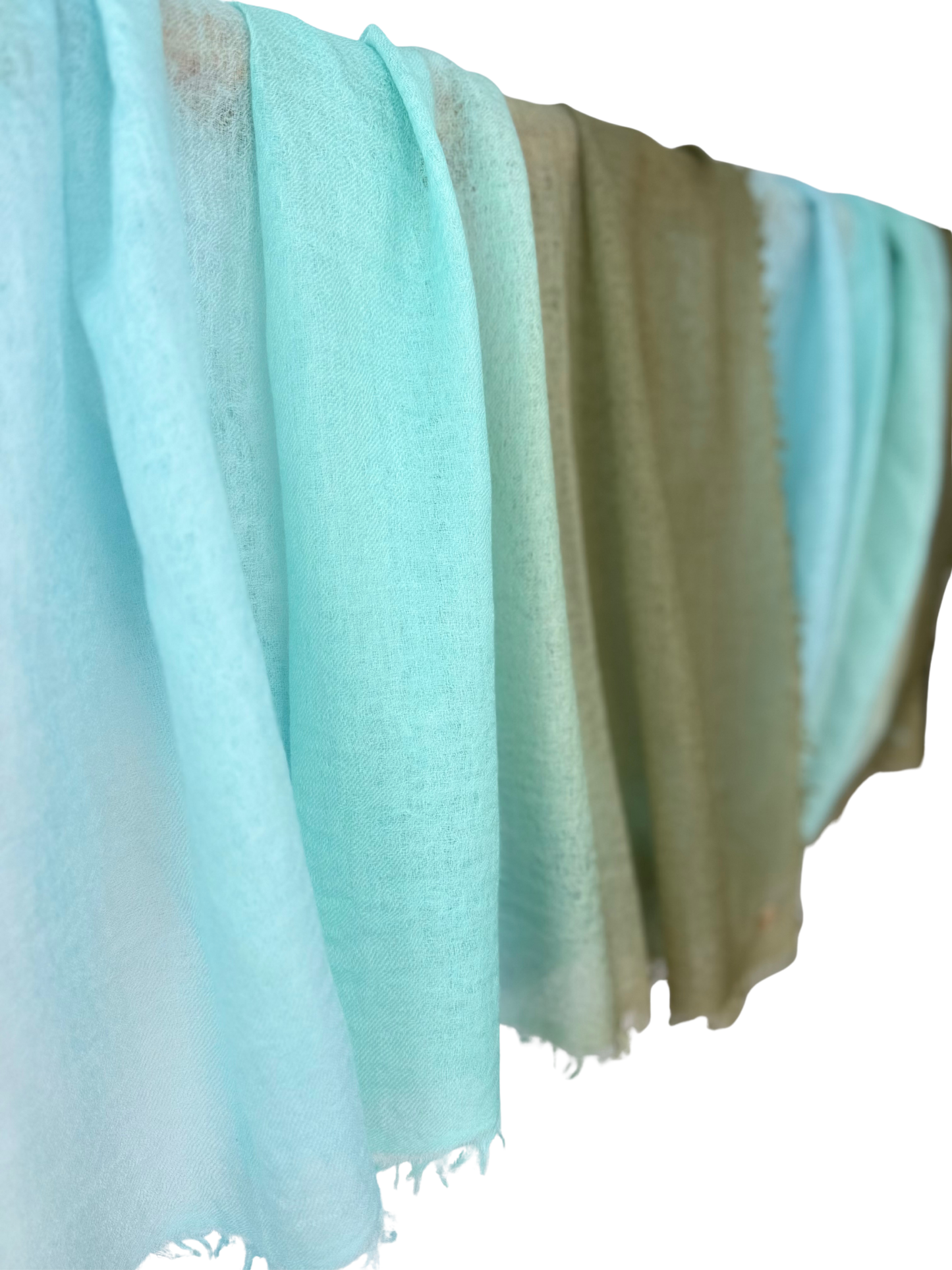 Shamina 100% finest Baby Cashmere Kaki / Aqua / Light Turquoise