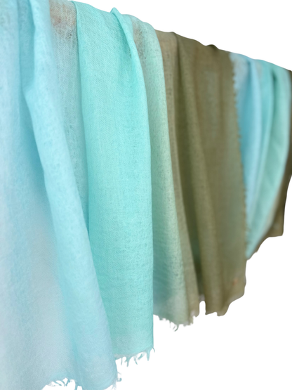 Shamina 100% finest Baby Cashmere Kaki / Aqua / Light Turquoise