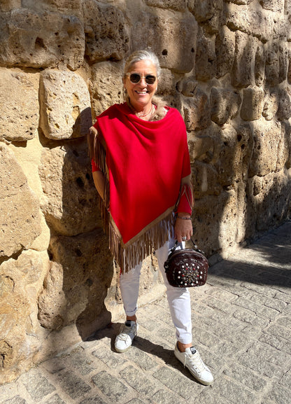 Classic Poncho Tomato Red