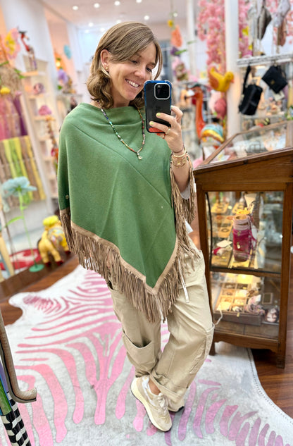 Classic Poncho Dark Green