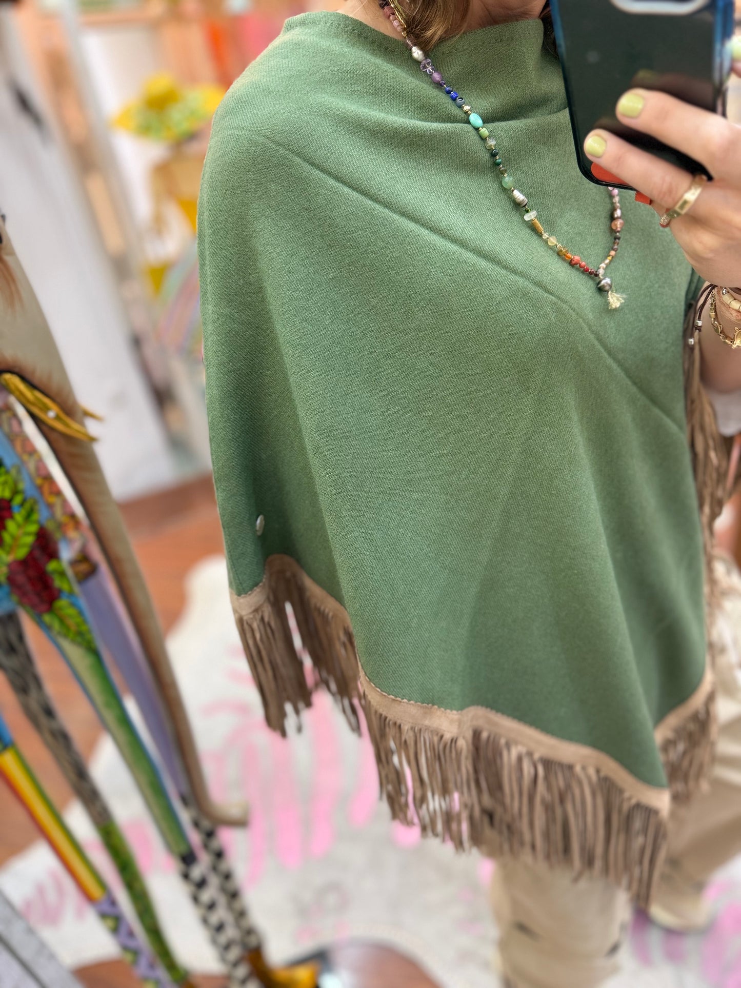 Classic Poncho Dark Green