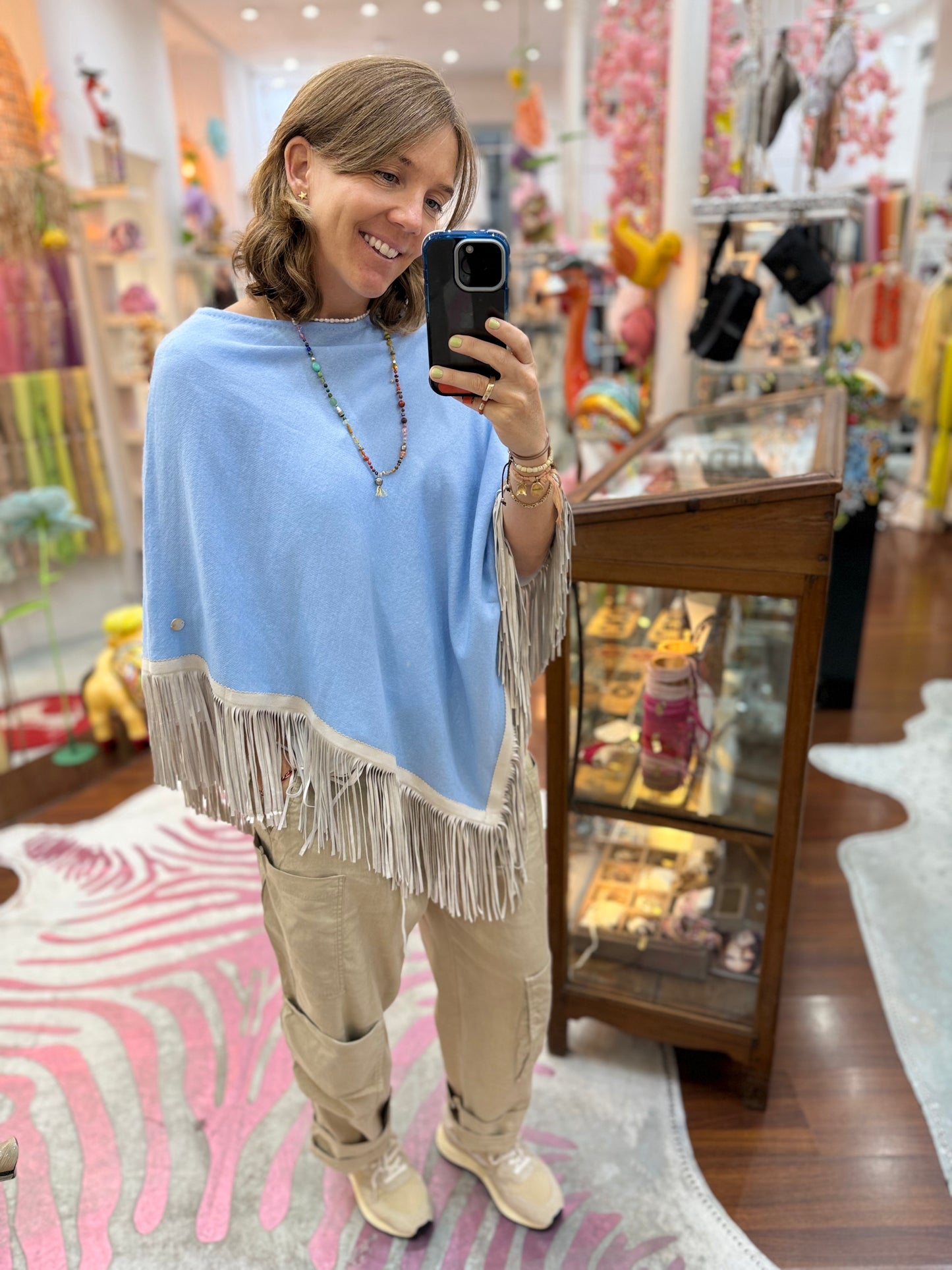 Classic Poncho Light Blue