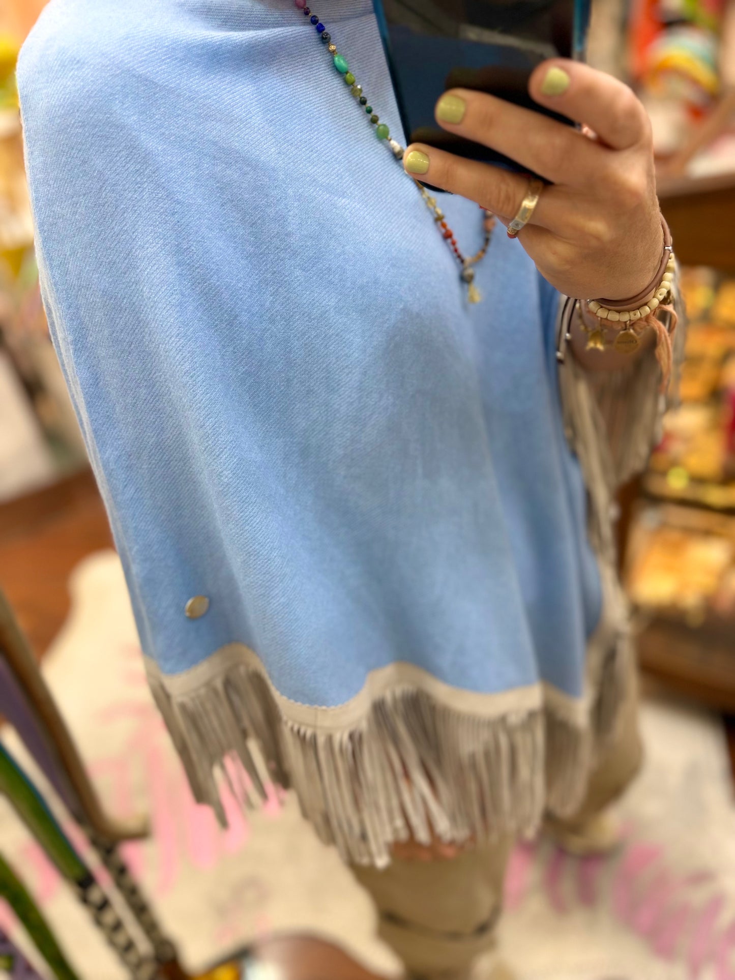 Classic Poncho Light Blue