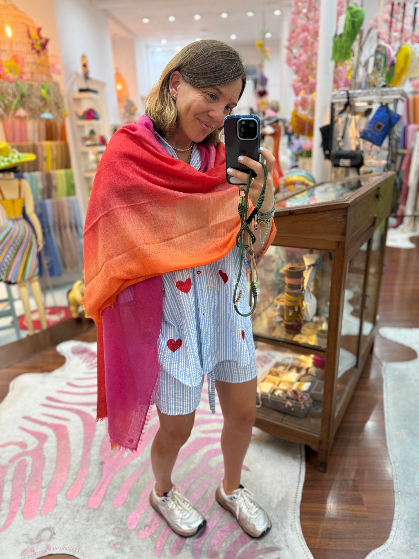 Shamina 100% finest Baby Cashmere Pink / Red / Orange