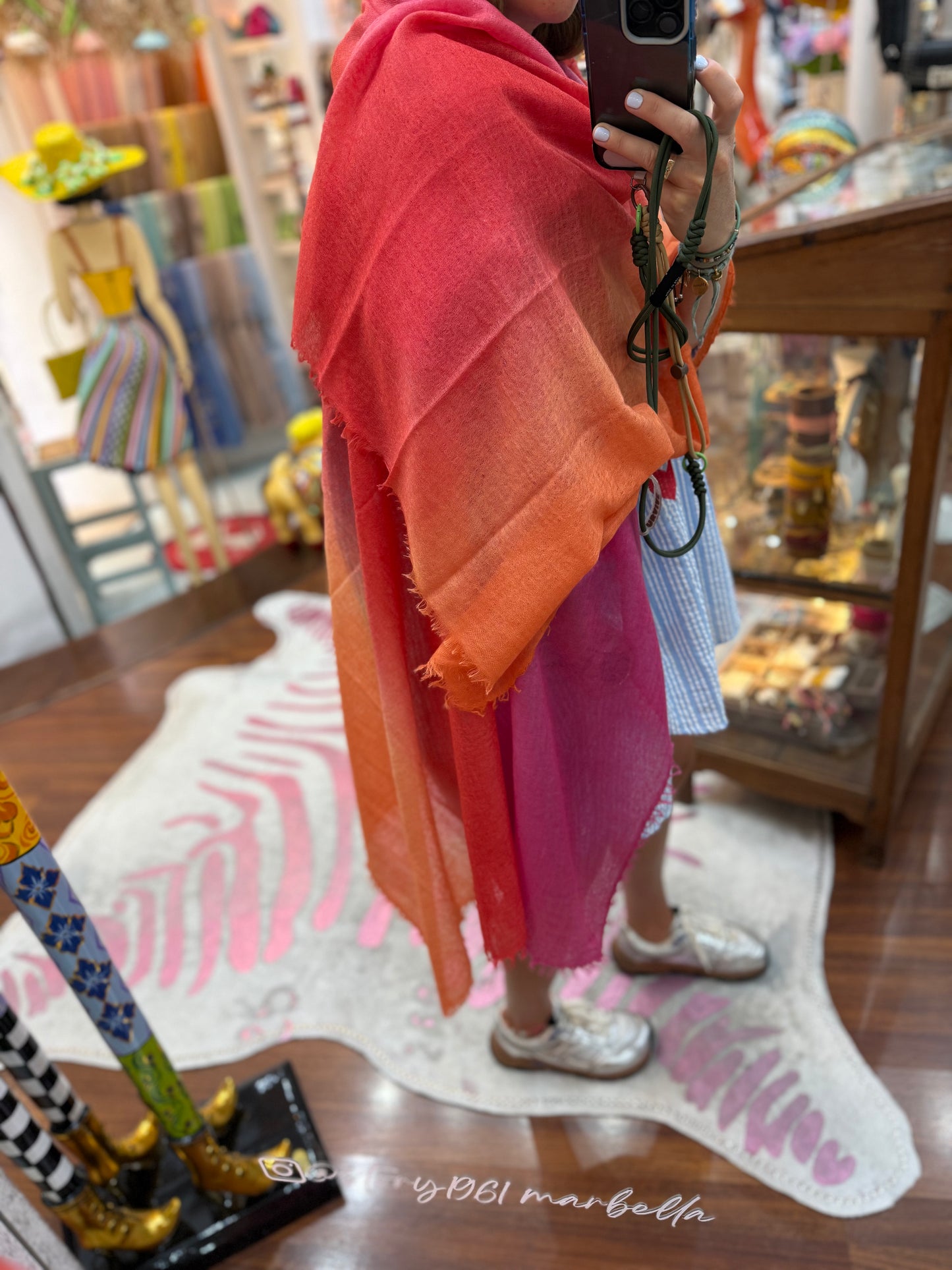 Shamina 100% finest Baby Cashmere Pink / Red / Orange