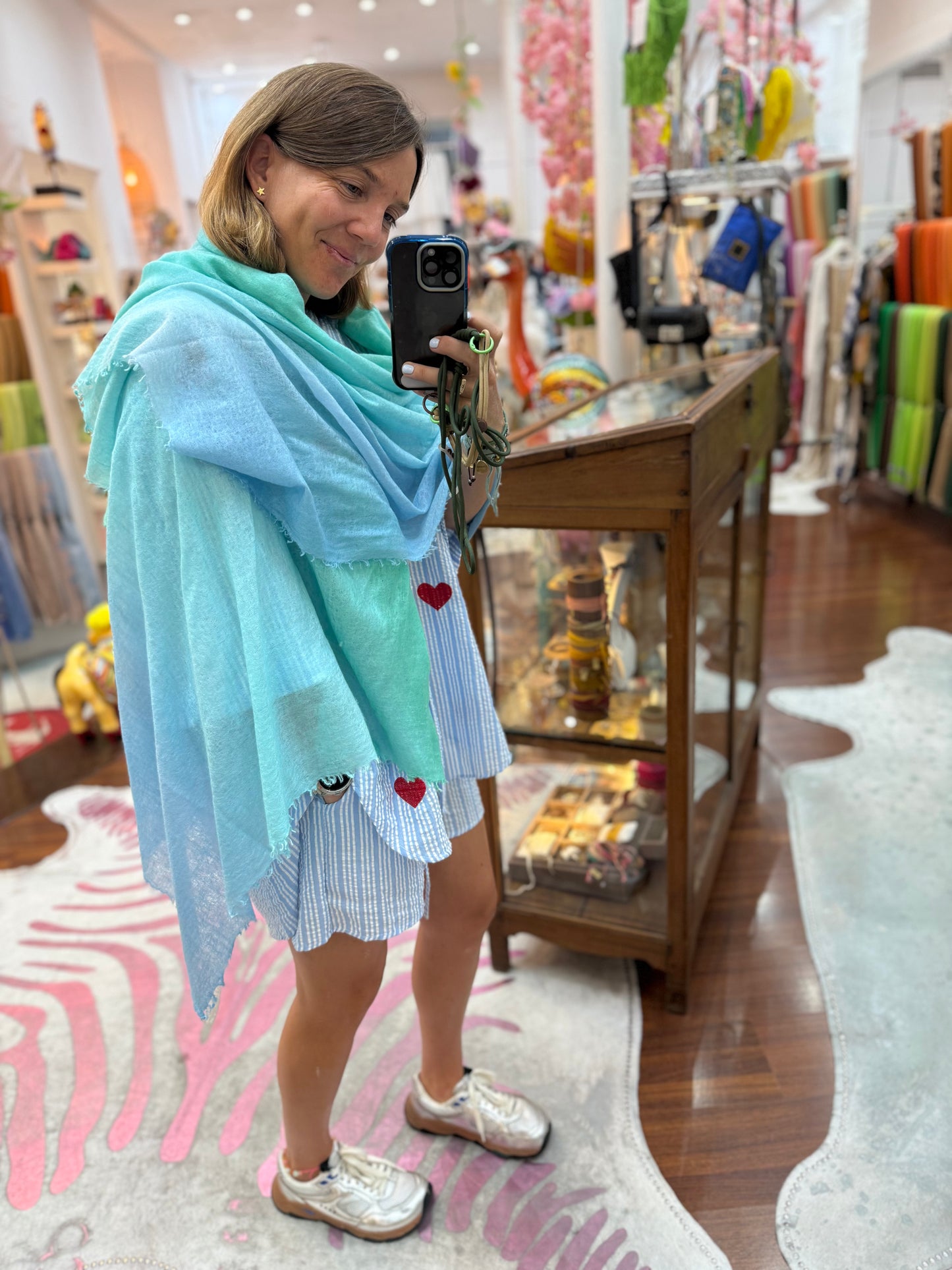 Shamina 100% finest Baby Cashmere Aqua / Green / Blue