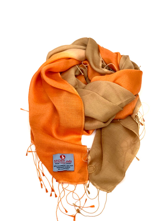 Waterpashmina Scarf Orange meets Camel