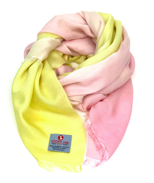 Waterpashmina Scarf Pastel Yellow meets Baby Rose