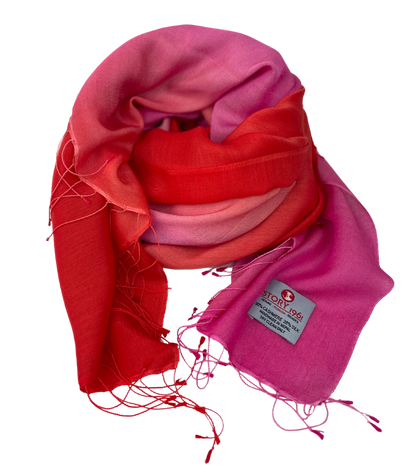 Waterpashmina Scarf Tomato Red meets Fuchsia