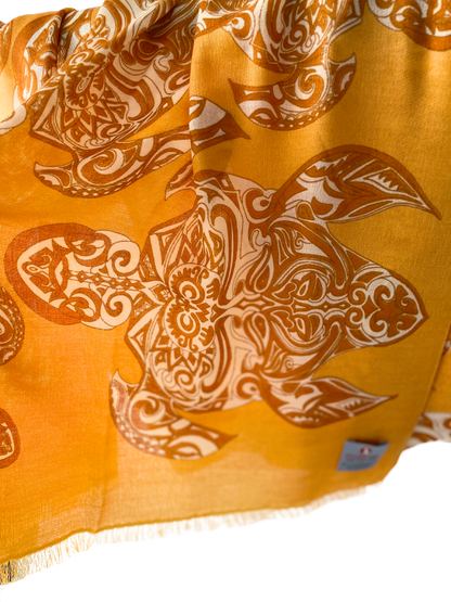 Waterpashmina Scarf Turtle Orange meets Burned Orange