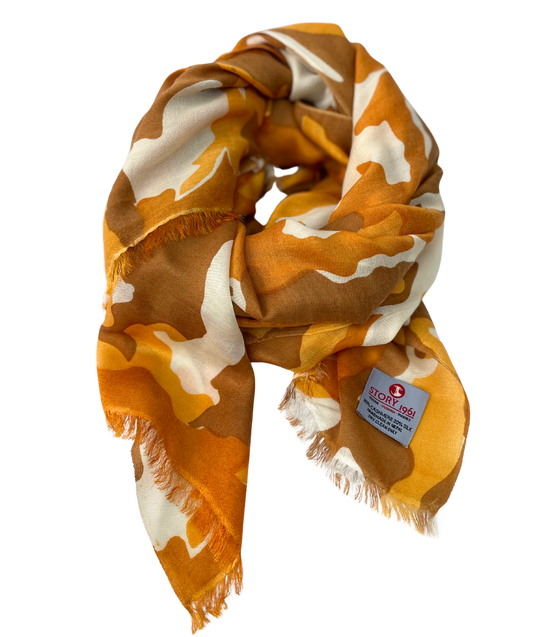 Waterpashmina Scarf Camouflage Orange meets Cream