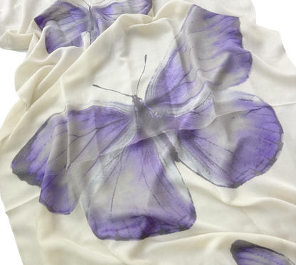 Waterpashmina Scarf Butterfly Purple