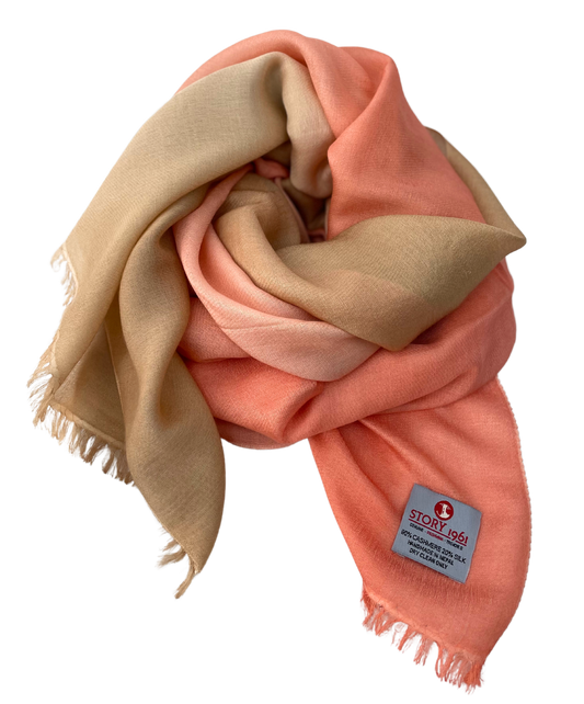 Waterpashmina Scarf Peach meets Camel