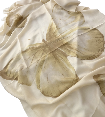 Waterpashmina Scarf Butterfly Beige