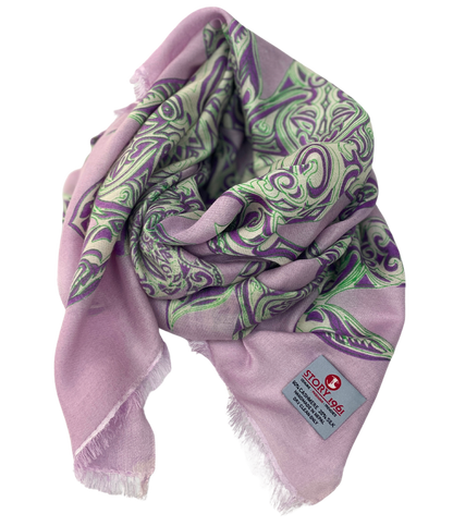 Waterpashmina Scarf Turtle Light purple meets Grass Green