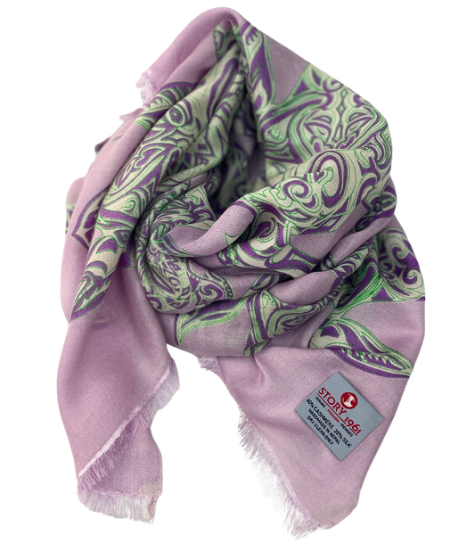 Waterpashmina Scarf Turtle Light purple meets Grass Green